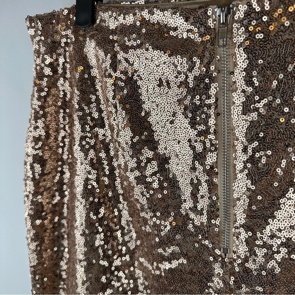 NWT Petite Metallic Gold Embroidered Sequin Midi Skirt with Split | US Size 10 - Picture 5 of 8